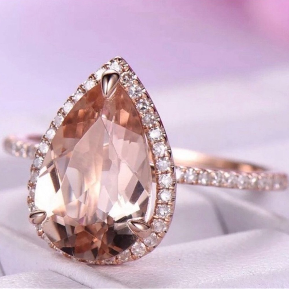NEW 18K ROSE GOLD MORGANITE RING - Picture 2 of 5